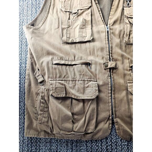 Orvis Safari Vest Size XXL Men‎ Tan Canvas Hunting Mesh Vented Fishing Utility - Picture 5 of 10